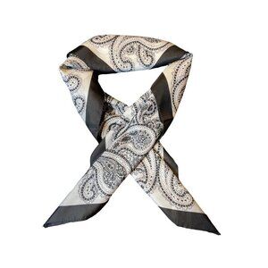 Carola’s Black White Paisley Polyester 30 x 30 Scarf